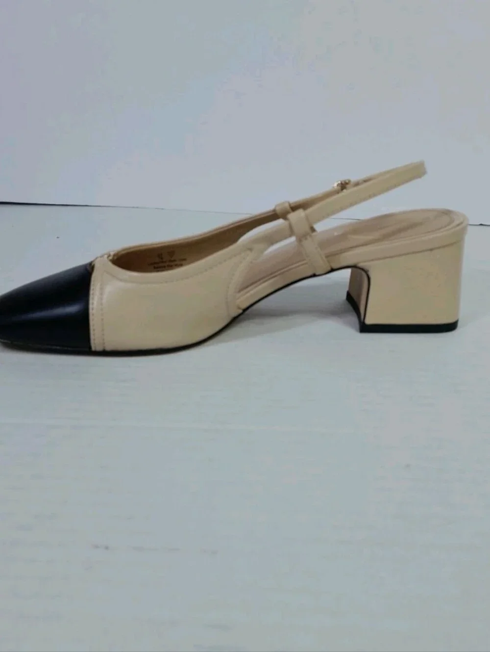 Sam Edelman Kara 2 Slingback Heels Beige Black Women Sz 7 Square Toe - Picture 6 of 8